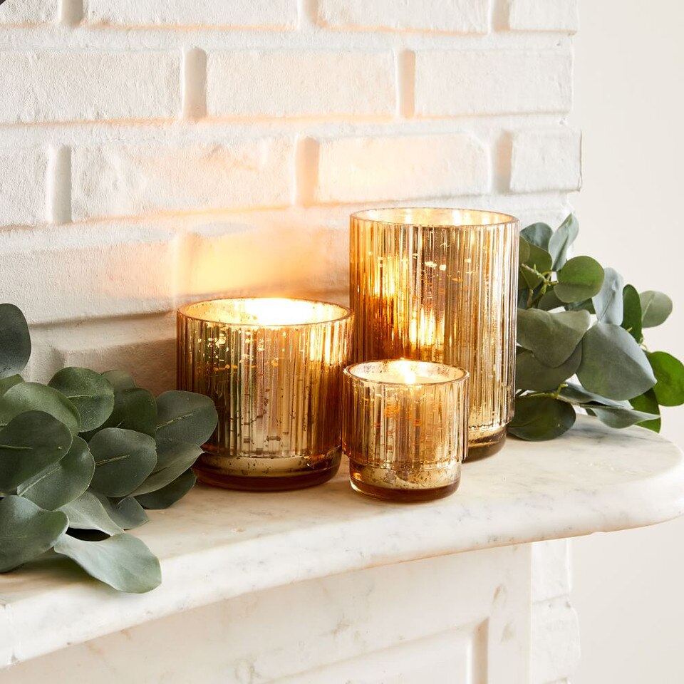 Mercury Glass Fluted Candles west elm United Kingdom